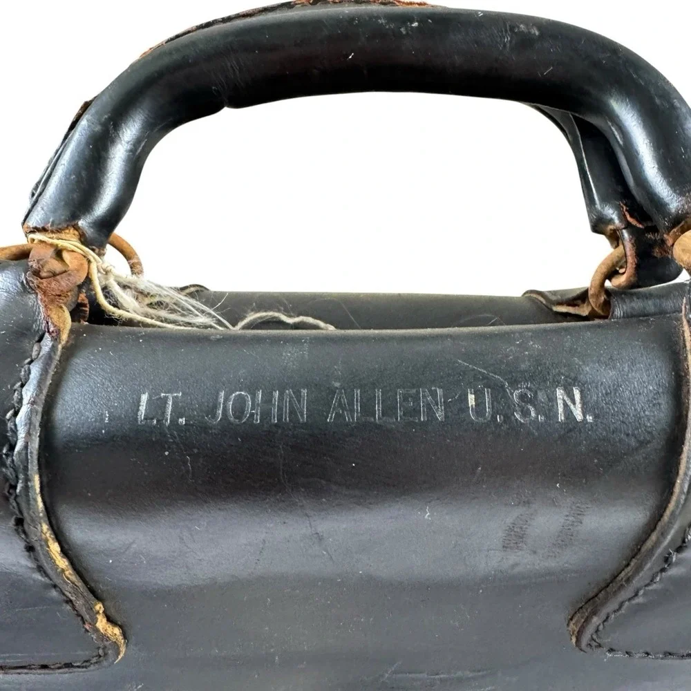 60s US Navy Blue Angels Painted Cowhide Leather Pilot Bag Named Capt. John Allen